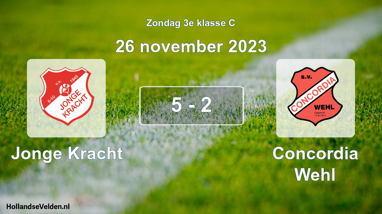 Total number of matches played: Jonge Kracht - Concordia Wehl 5 - 2 (26 November 2023)