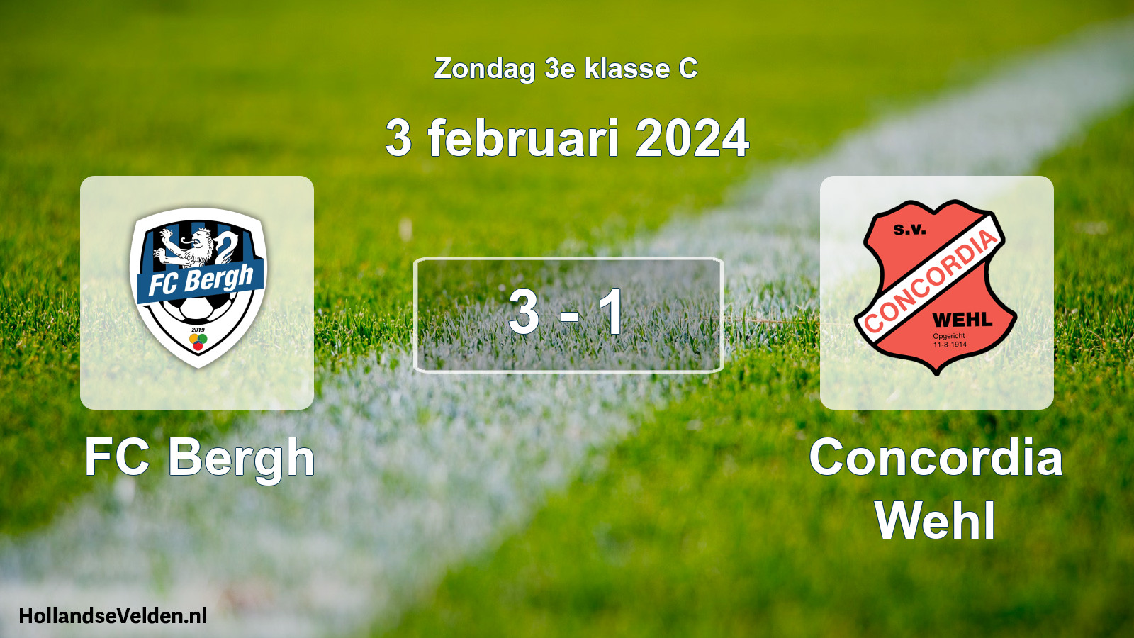 Total number of matches played: FC Bergh - Concordia Wehl 3 - 1 (3 February 2024)