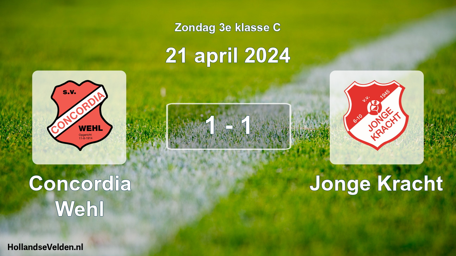 Total number of matches played: Concordia Wehl - Jonge Kracht 1 - 1 (21 April 2024)