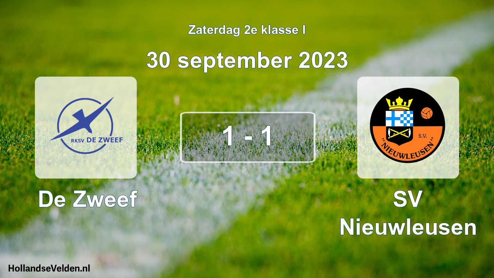 Total number of matches played: De Zweef - SV Nieuwleusen 1 - 1 (30 September 2023)