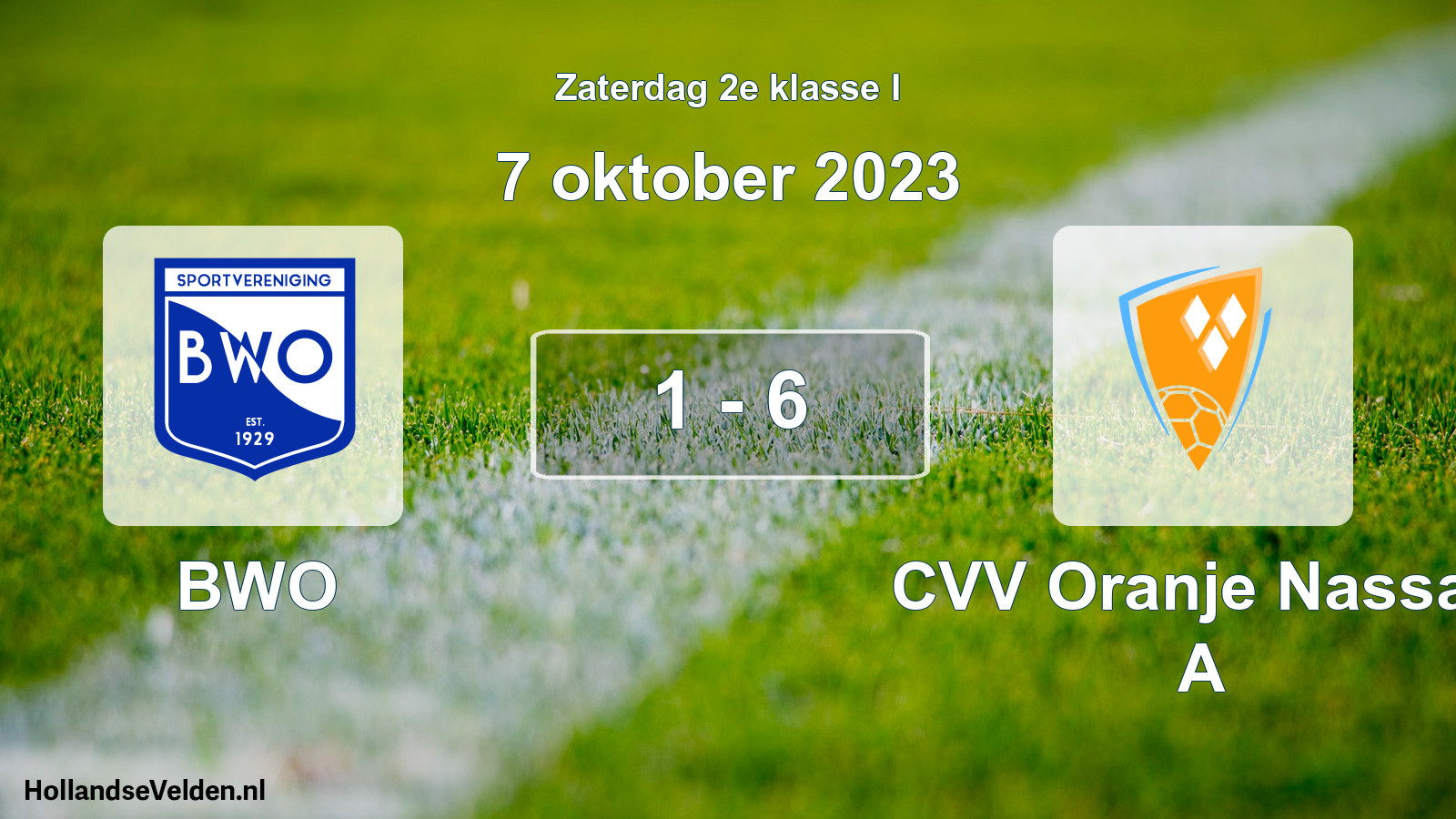 Total number of matches played: BWO - CVV Oranje Nassau A 1 - 6 (7 October 2023)