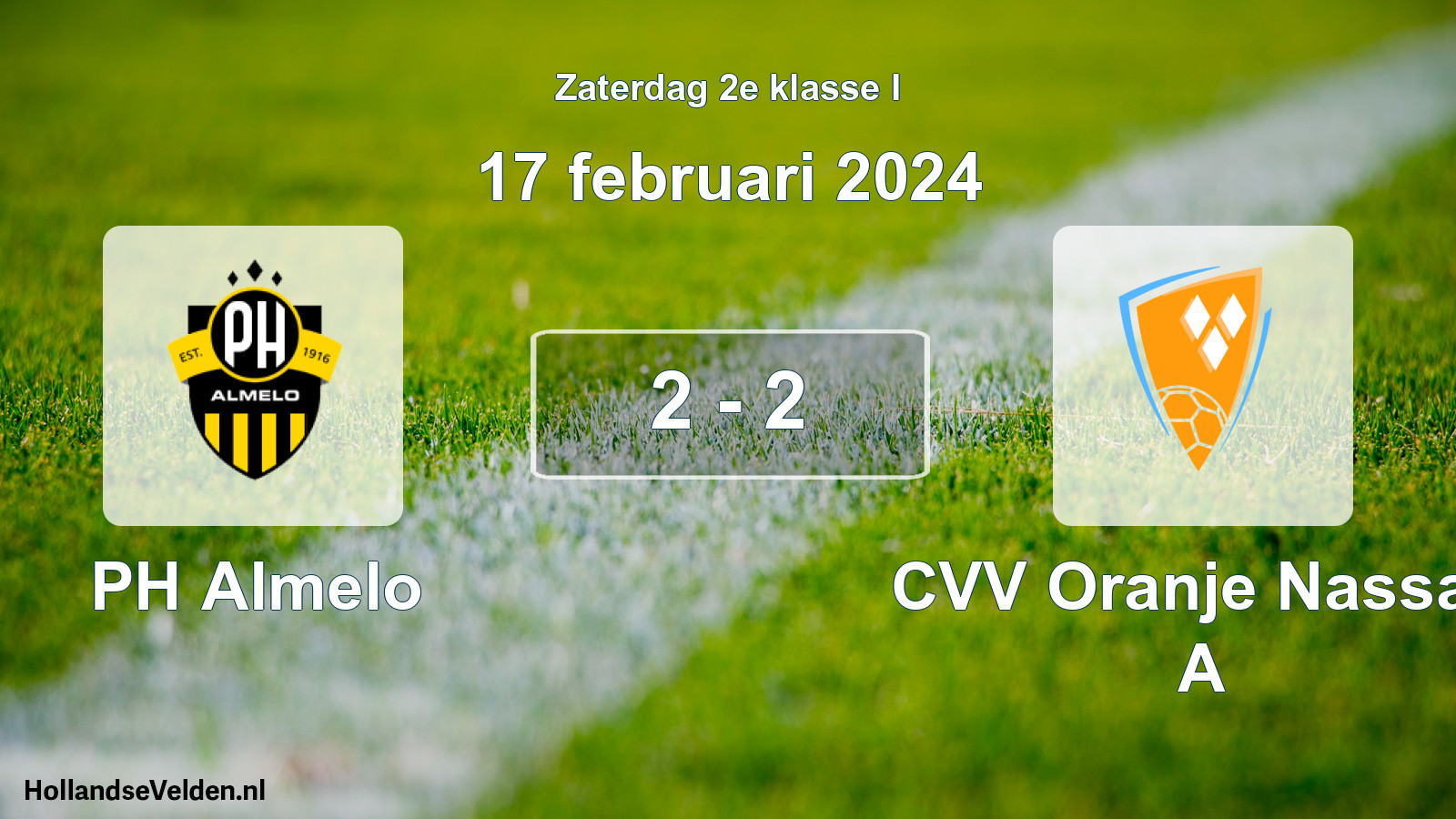 Total number of matches played: PH Almelo - CVV Oranje Nassau A 2 - 2 (17 February 2024)