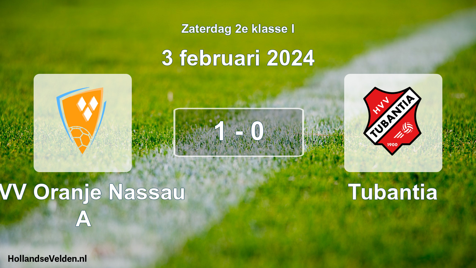 Total number of matches played: CVV Oranje Nassau A - Tubantia 1 - 0 (3 February 2024)