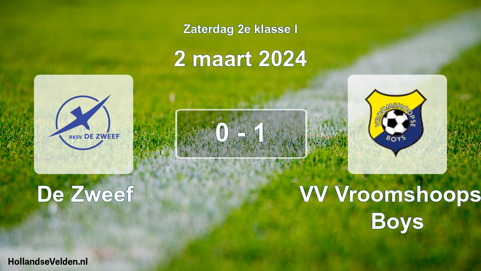 Total number of matches played: De Zweef - VV Vroomshoopse Boys 0 - 1 (2 March 2024)