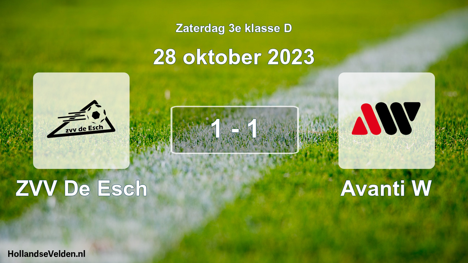 Total number of matches played: ZVV De Esch - Avanti W 1 - 1 (28 October 2023)