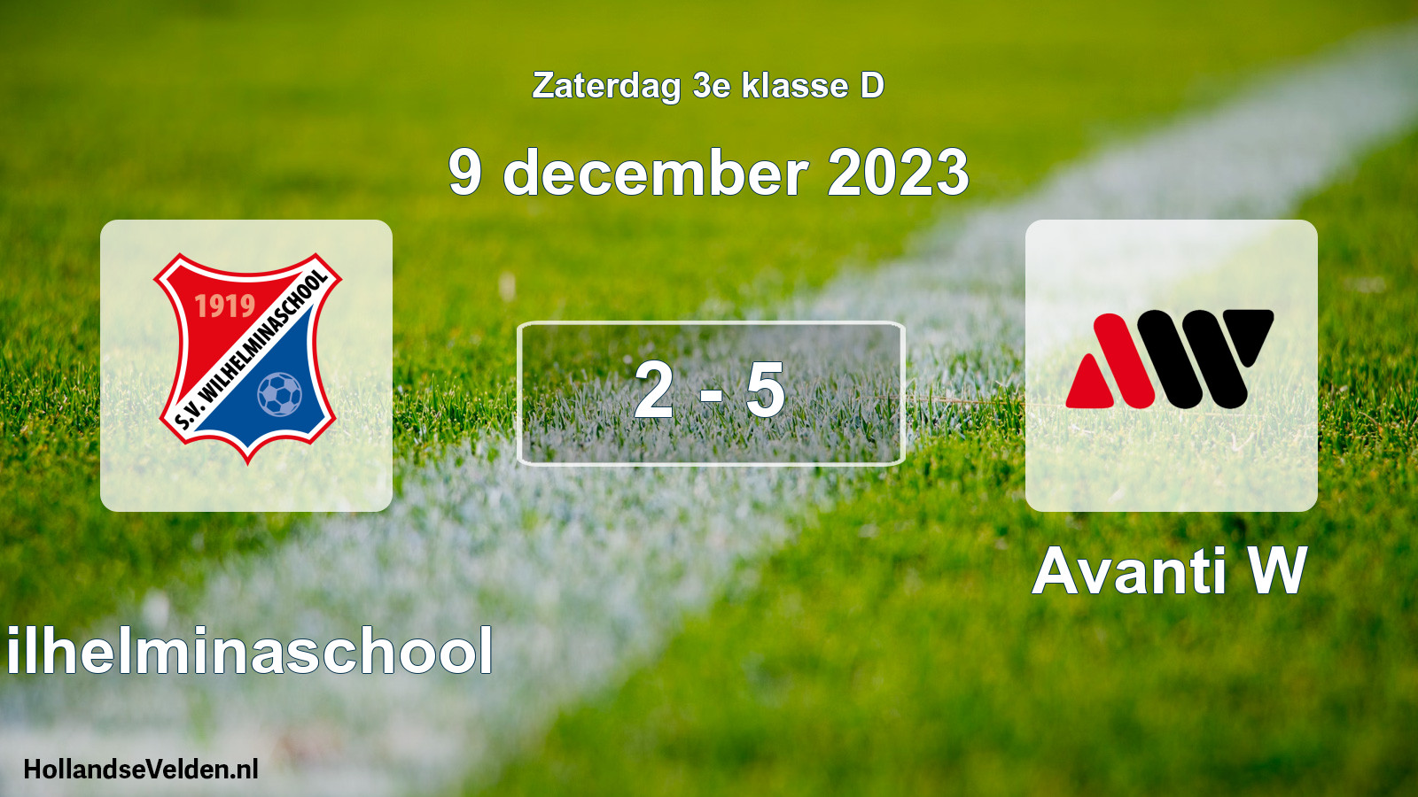 Total number of matches played: Wilhelminaschool - Avanti W 2 - 5 (9 December 2023)
