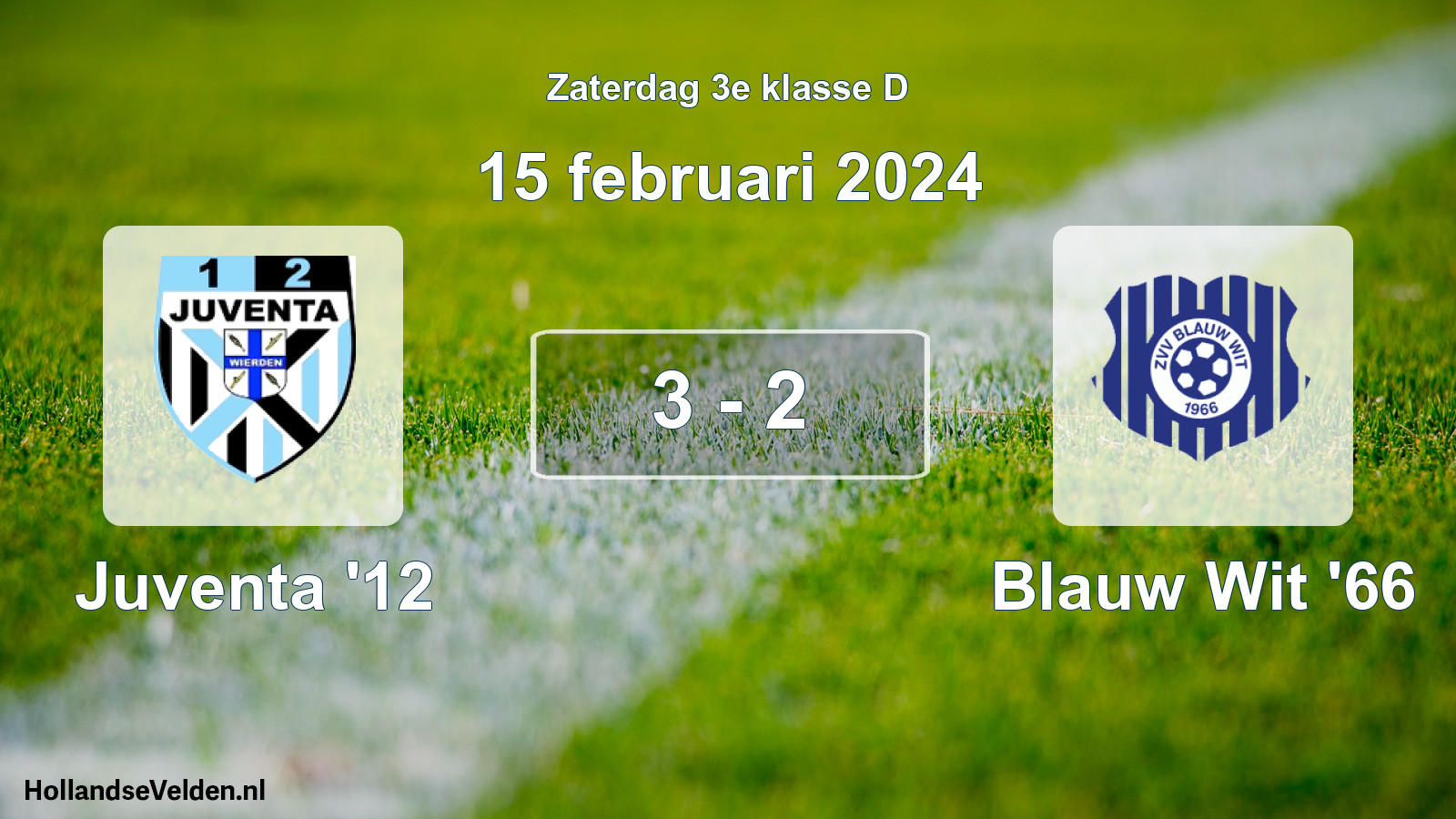Total number of matches played: Juventa '12 - Blauw Wit '66 3 - 2 (15 February 2024)