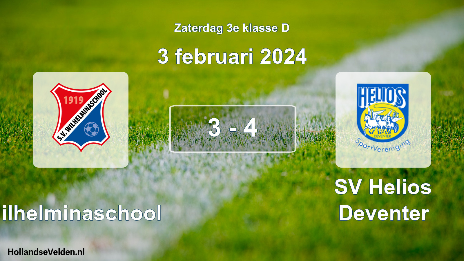 Total number of matches played: Wilhelminaschool - SV Helios Deventer 3 - 4 (3 February 2024)