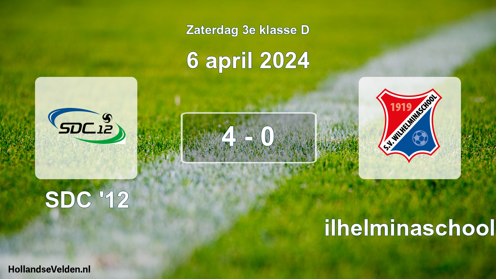 Total number of matches played: SDC '12 - Wilhelminaschool 4 - 0 (6 April 2024)