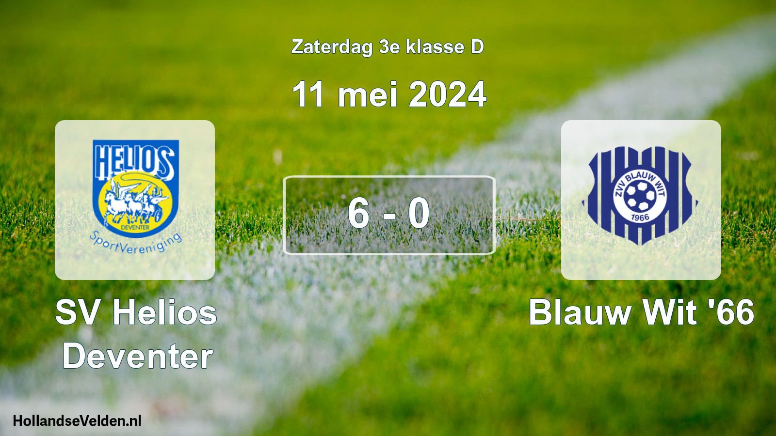 Total number of matches played: SV Helios Deventer - Blauw Wit '66 6 - 0 (11 May 2024)