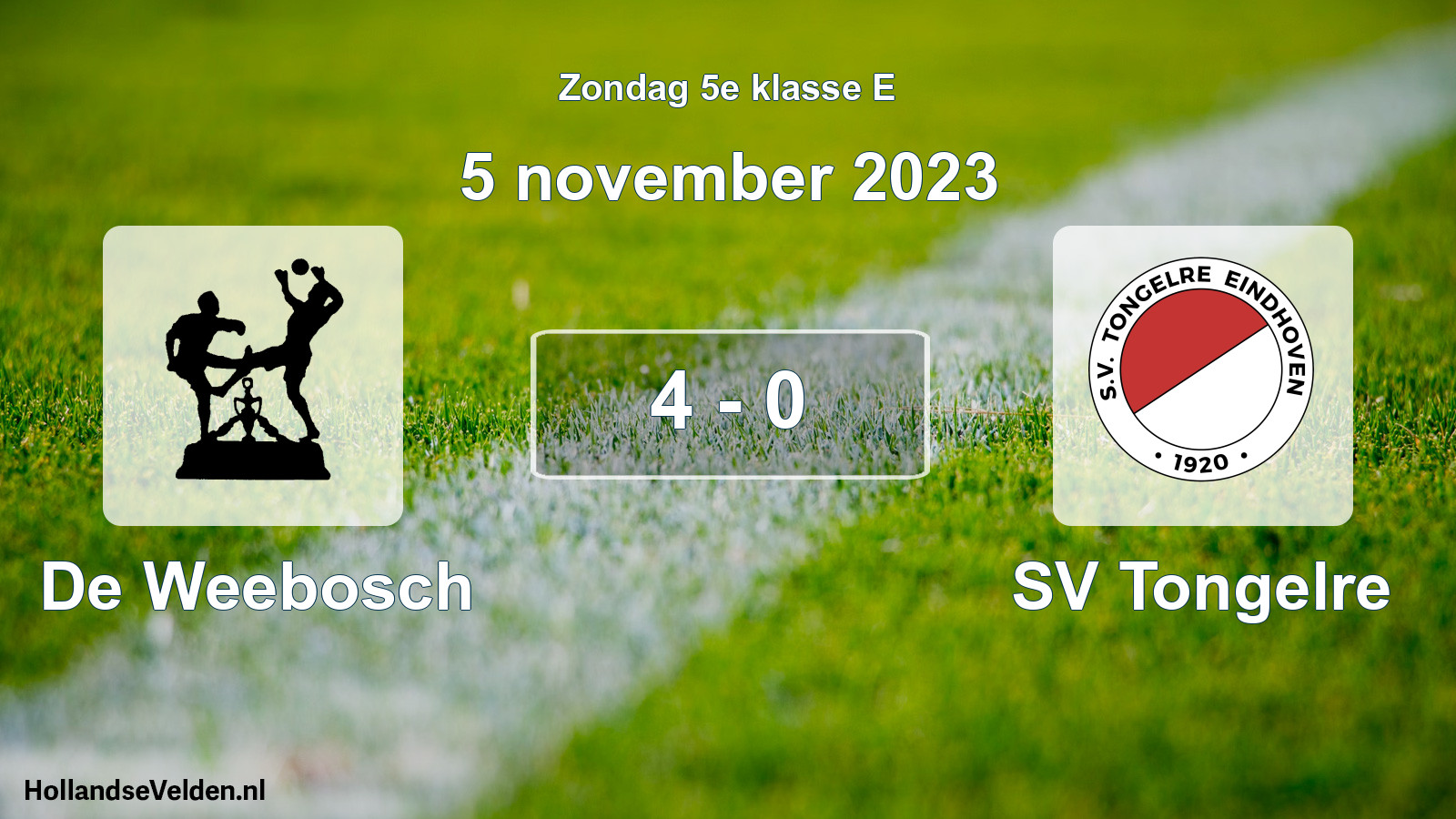 Total number of matches played: De Weebosch - SV Tongelre 4 - 0 (5 November 2023)