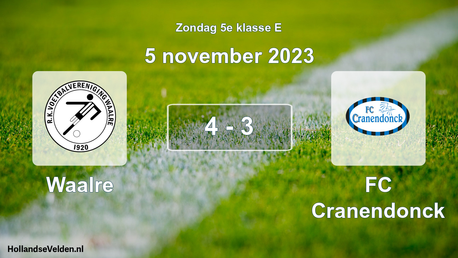 Total number of matches played: Waalre - FC Cranendonck 4 - 3 (5 November 2023)