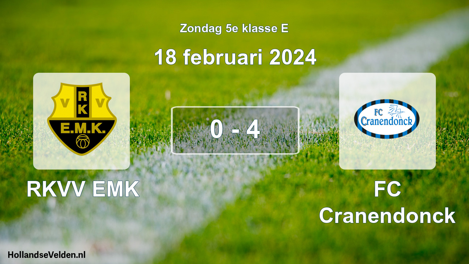 Total number of matches played: RKVV EMK - FC Cranendonck 0 - 4 (18 February 2024)