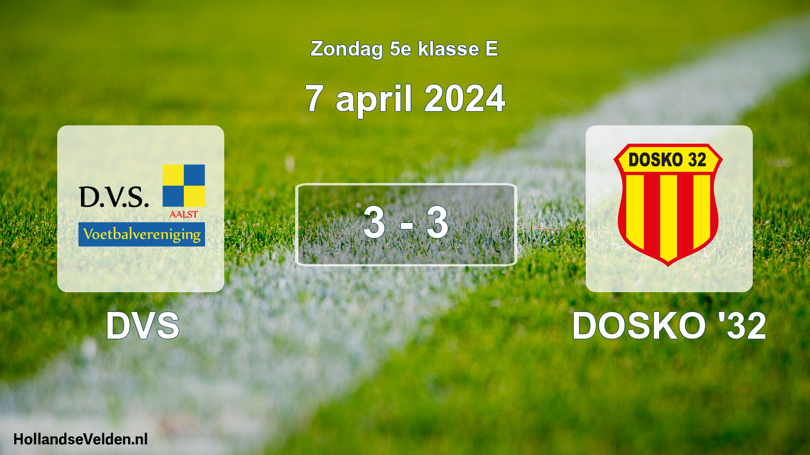 Total number of matches played: DVS - DOSKO '32 3 - 3 (7 April 2024)