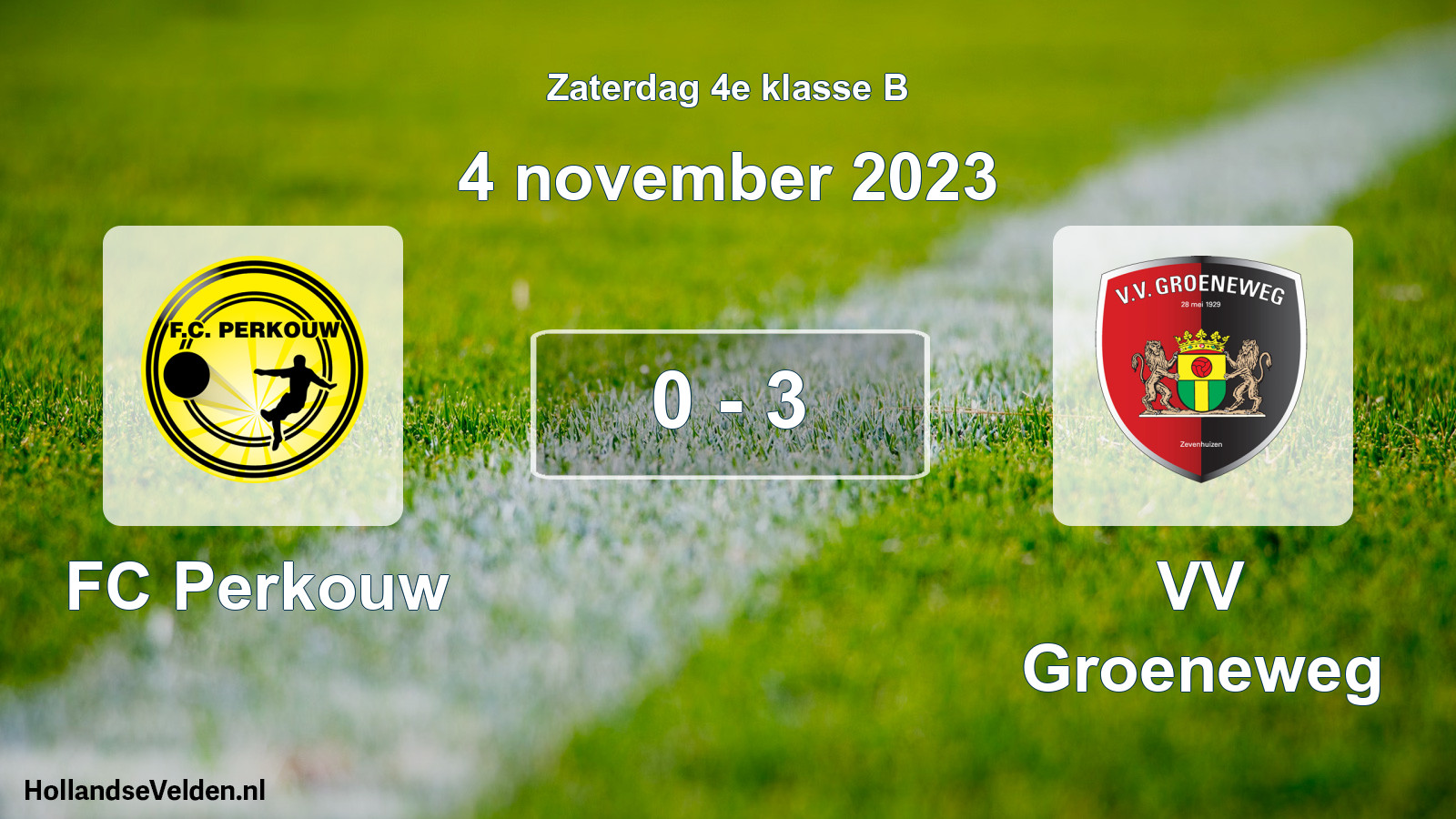 Total number of matches played: FC Perkouw - VV Groeneweg 0 - 3 (4 November 2023)