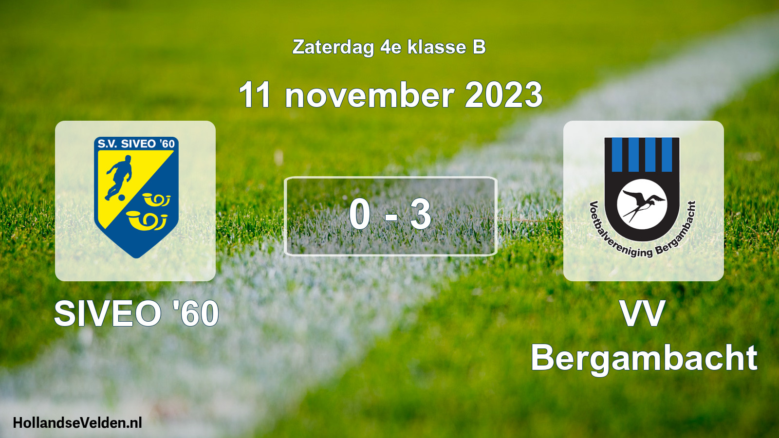 Total number of matches played: SIVEO '60 - VV Bergambacht 0 - 3 (11 November 2023)