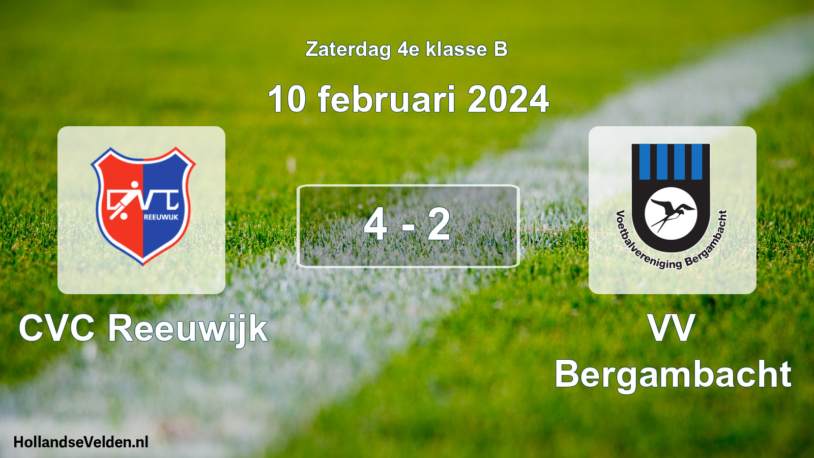 Total number of matches played: CVC Reeuwijk - VV Bergambacht 4 - 2 (10 February 2024)