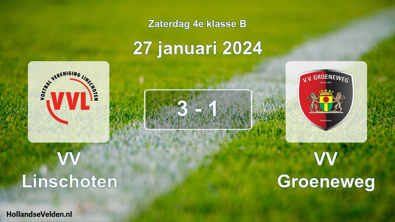 Total number of matches played: VV Linschoten - VV Groeneweg 3 - 1 (27 January 2024)