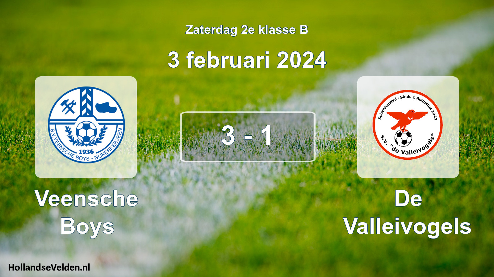 Total number of matches played: Veensche Boys - De Valleivogels 3 - 1 (3 February 2024)