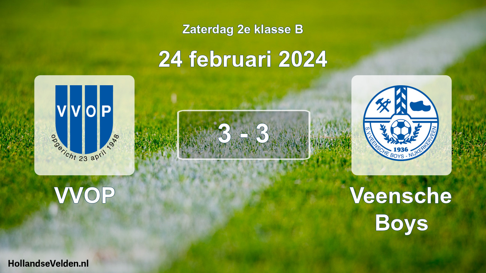 Total number of matches played: VVOP - Veensche Boys 3 - 3 (24 February 2024)