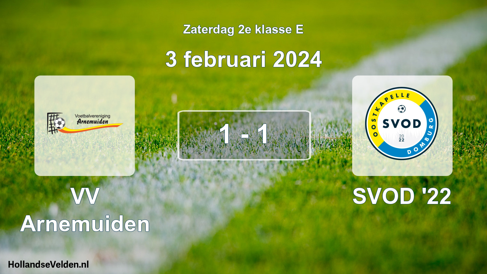 Total number of matches played: VV Arnemuiden - SVOD '22 1 - 1 (3 February 2024)