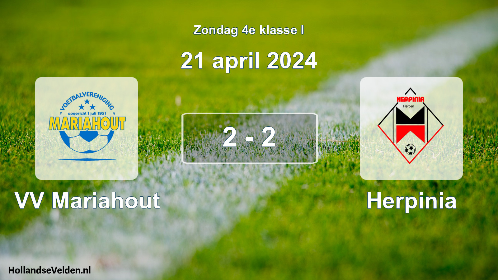 Total number of matches played: VV Mariahout - Herpinia 2 - 2 (21 April 2024)