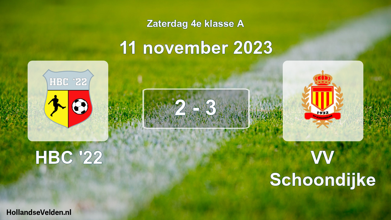 Total number of matches played: HBC '22 - VV Schoondijke 2 - 3 (11 November 2023)