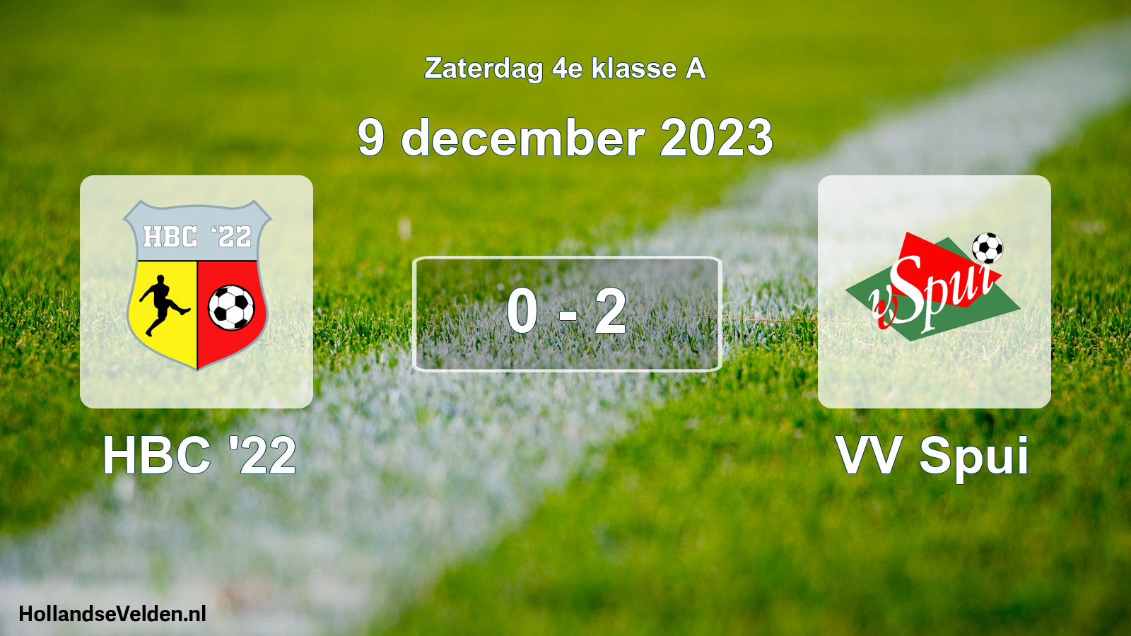 Total number of matches played: HBC '22 - VV Spui 0 - 2 (9 December 2023)