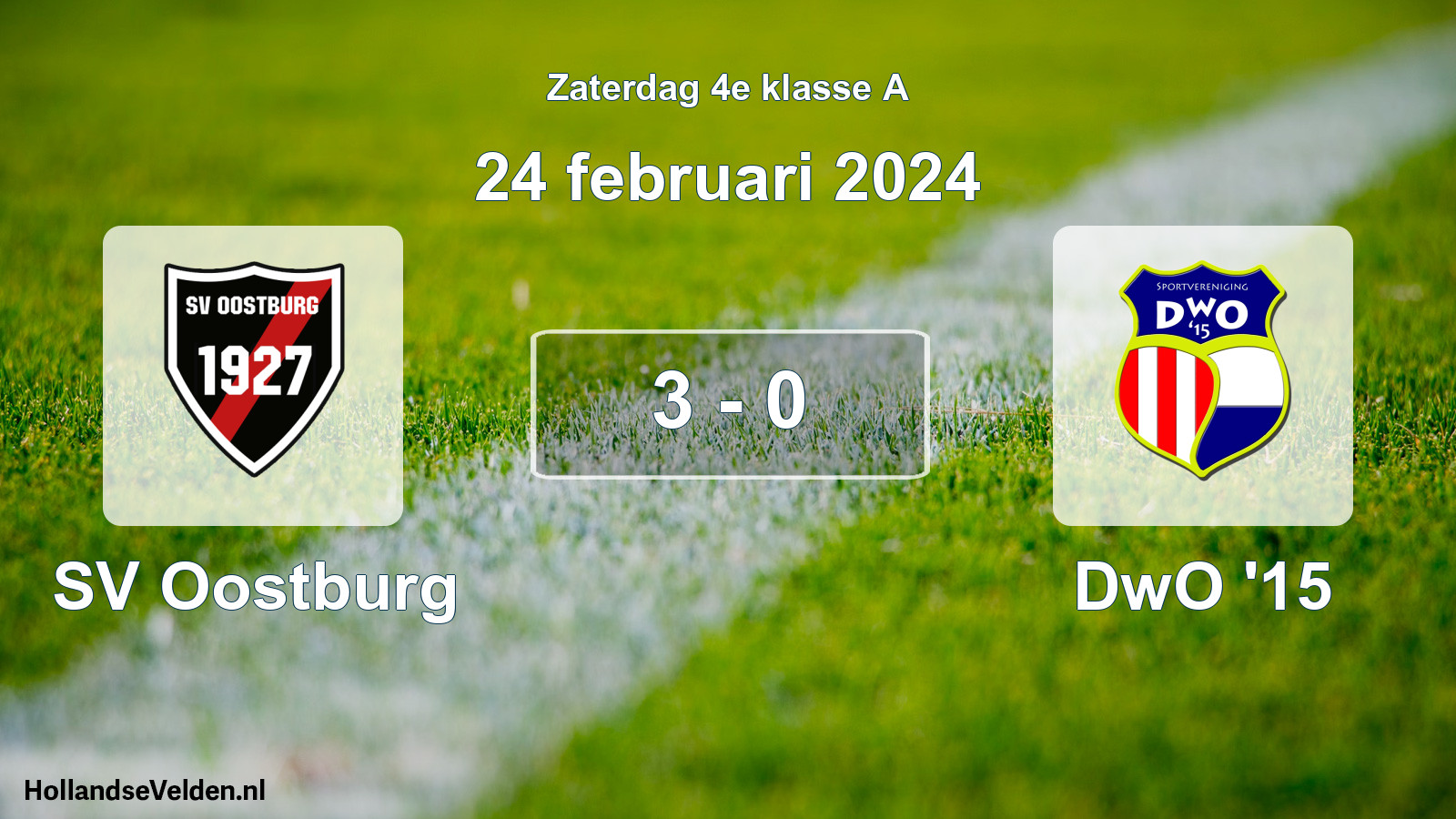 Total number of matches played: SV Oostburg - DwO '15 3 - 0 (24 February 2024)