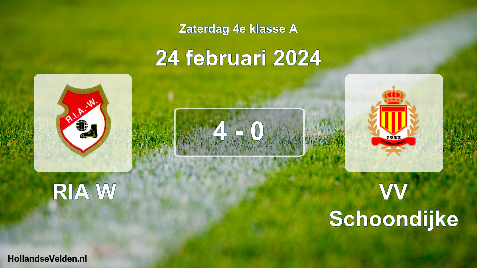 Total number of matches played: RIA W - VV Schoondijke 4 - 0 (24 February 2024)