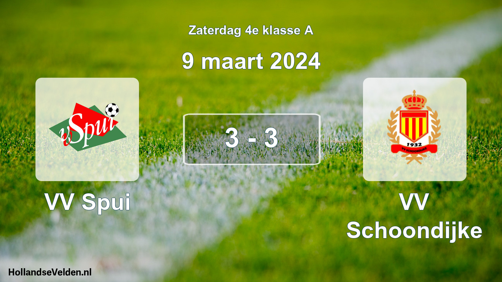 Total number of matches played: VV Spui - VV Schoondijke 3 - 3 (9 March 2024)