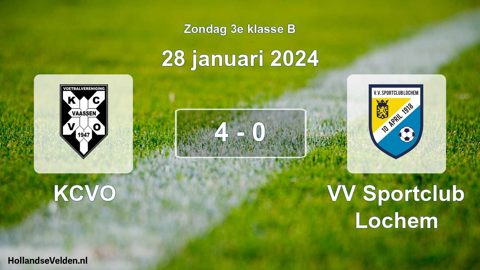 Total number of matches played: KCVO - VV Sportclub Lochem 4 - 0 (28 January 2024)