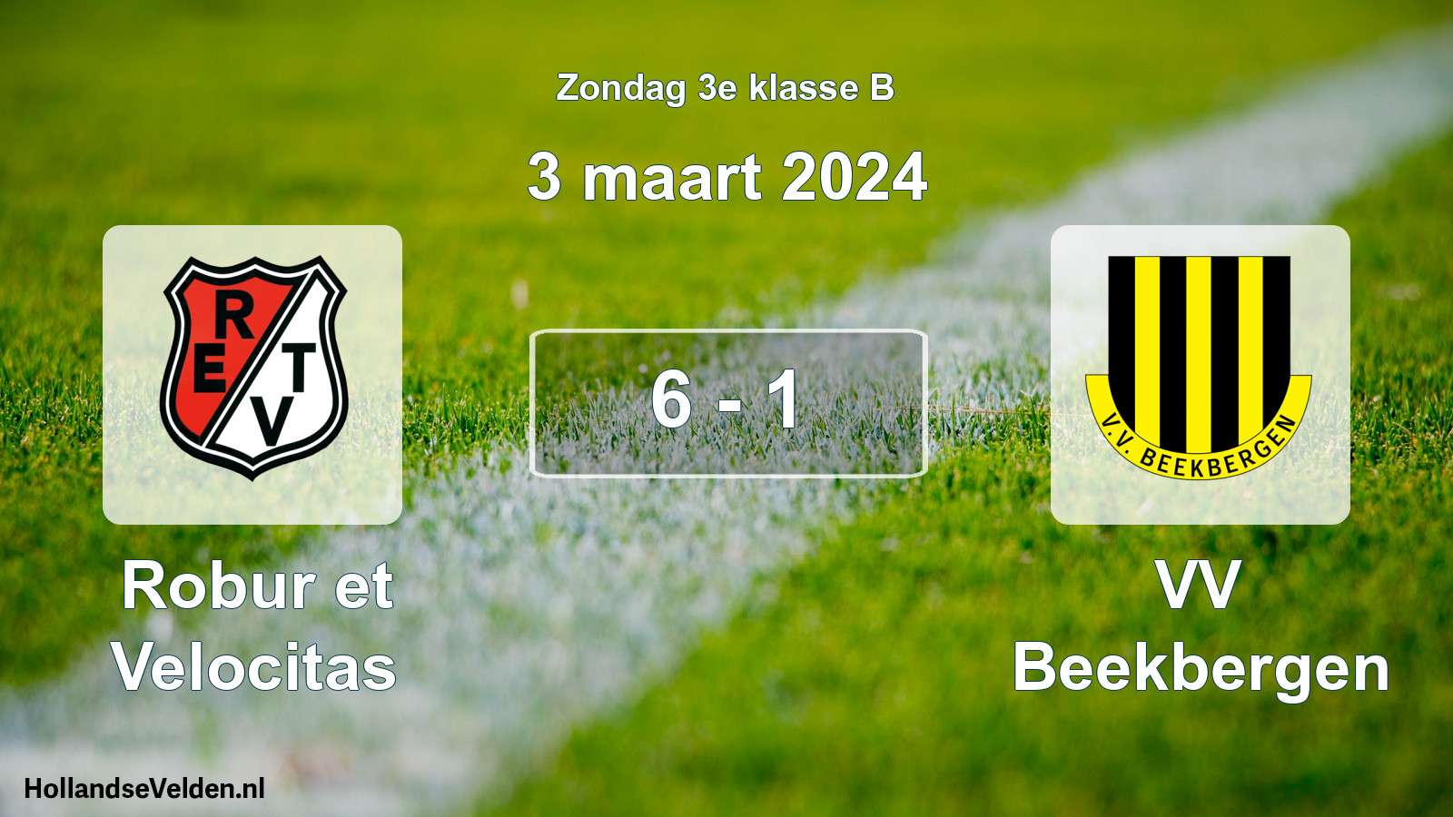 Total number of matches played: Robur et Velocitas - VV Beekbergen 6 - 1 (3 March 2024)