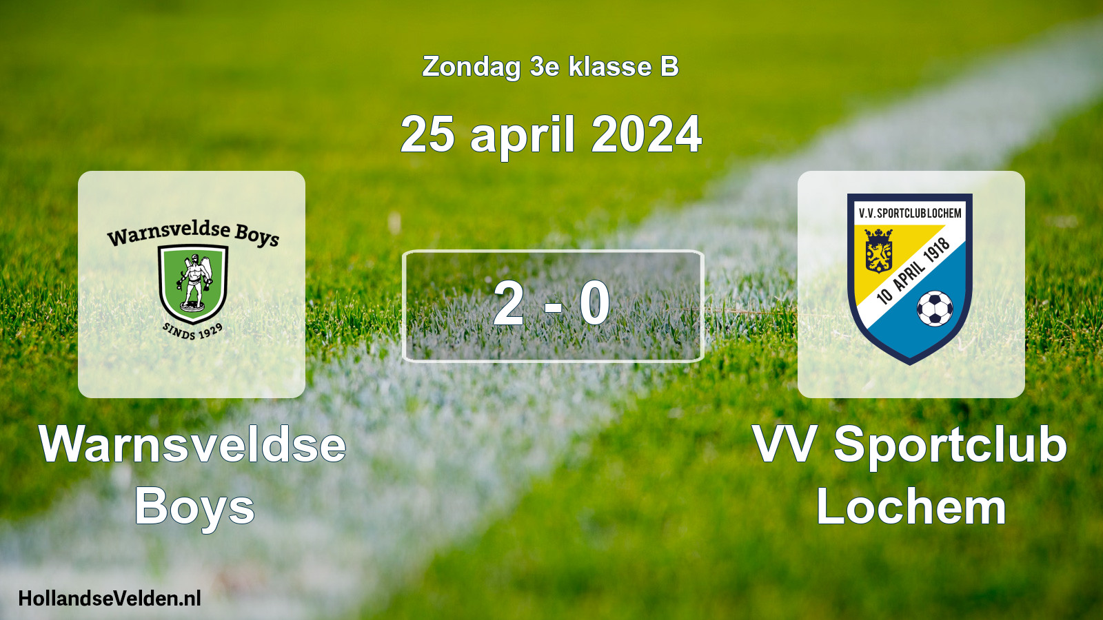 Total number of matches played: Warnsveldse Boys - VV Sportclub Lochem 2 - 0 (25 April 2024)