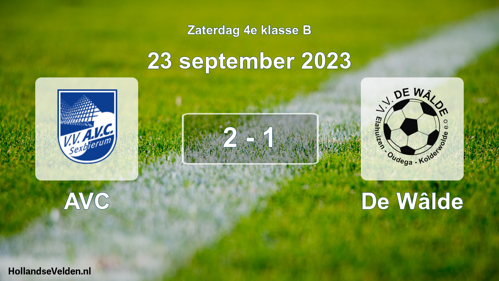 Total number of matches played: AVC - De Wâlde 2 - 1 (23 September 2023)