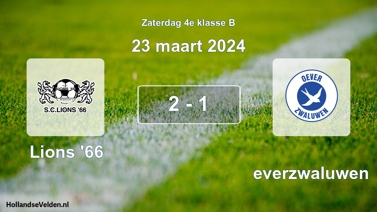 Total number of matches played: Lions '66 - Oeverzwaluwen 2 - 1 (23 March 2024)