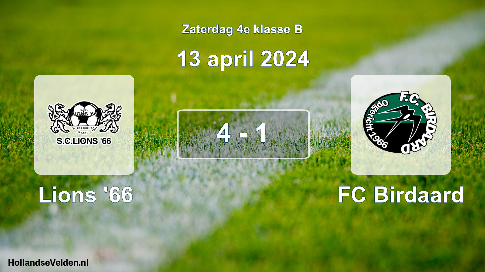 Total number of matches played: Lions '66 - FC Birdaard 4 - 1 (13 April 2024)