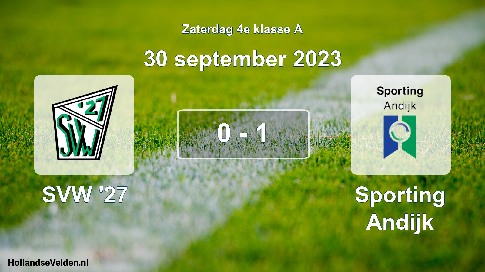 Total number of matches played: SVW '27 - Sporting Andijk 0 - 1 (30 September 2023)