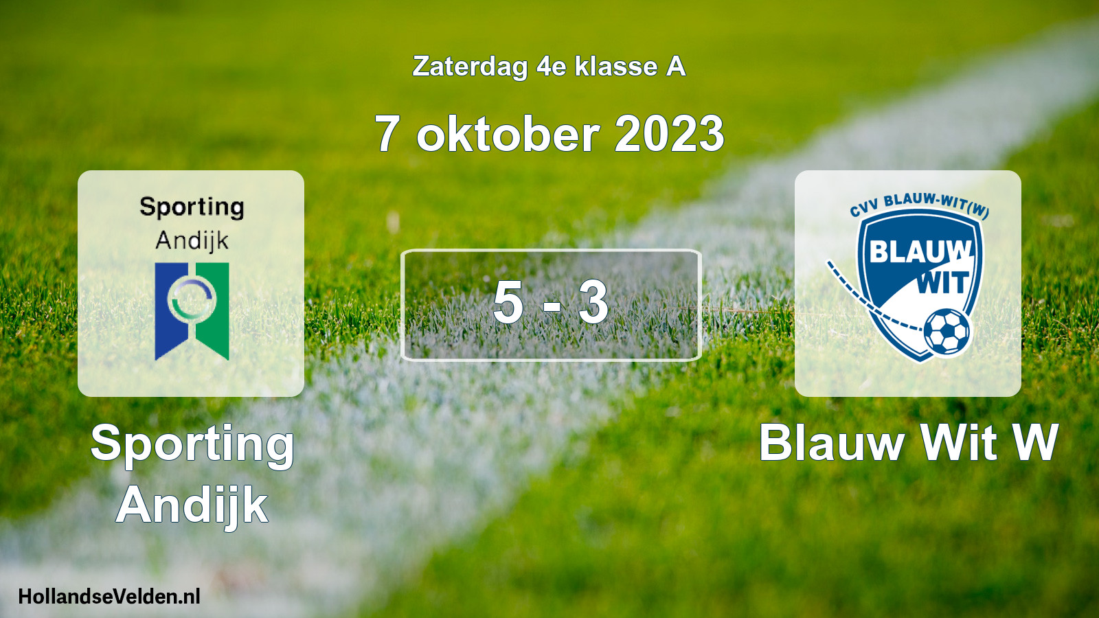 Total number of matches played: Sporting Andijk - Blauw Wit W 5 - 3 (7 October 2023)