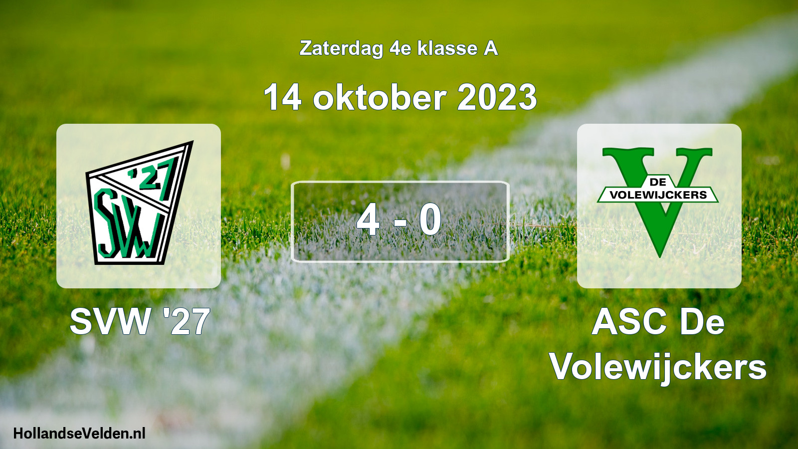 Total number of matches played: SVW '27 - ASC De Volewijckers 4 - 0 (14 October 2023)