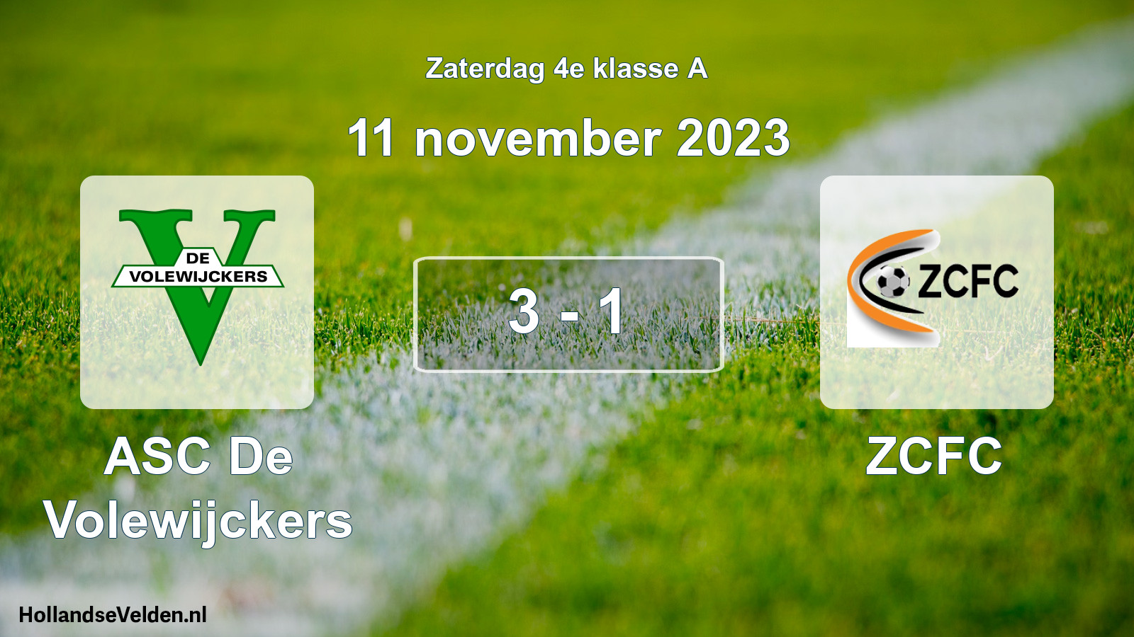 Total number of matches played: ASC De Volewijckers - ZCFC 3 - 1 (11 November 2023)