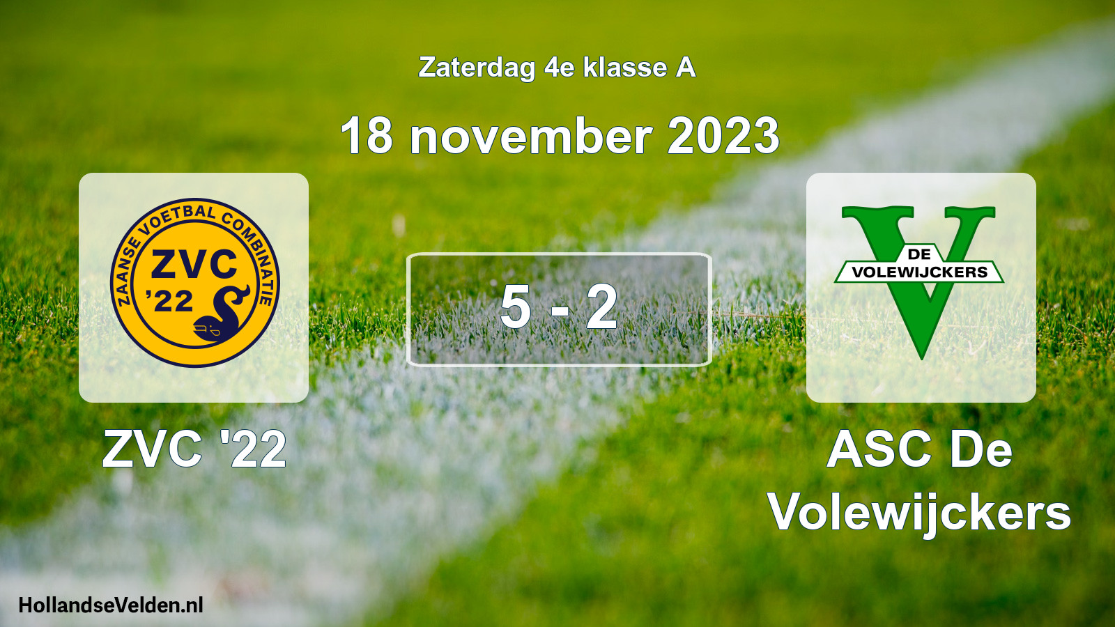 Total number of matches played: ZVC '22 - ASC De Volewijckers 5 - 2 (18 November 2023)