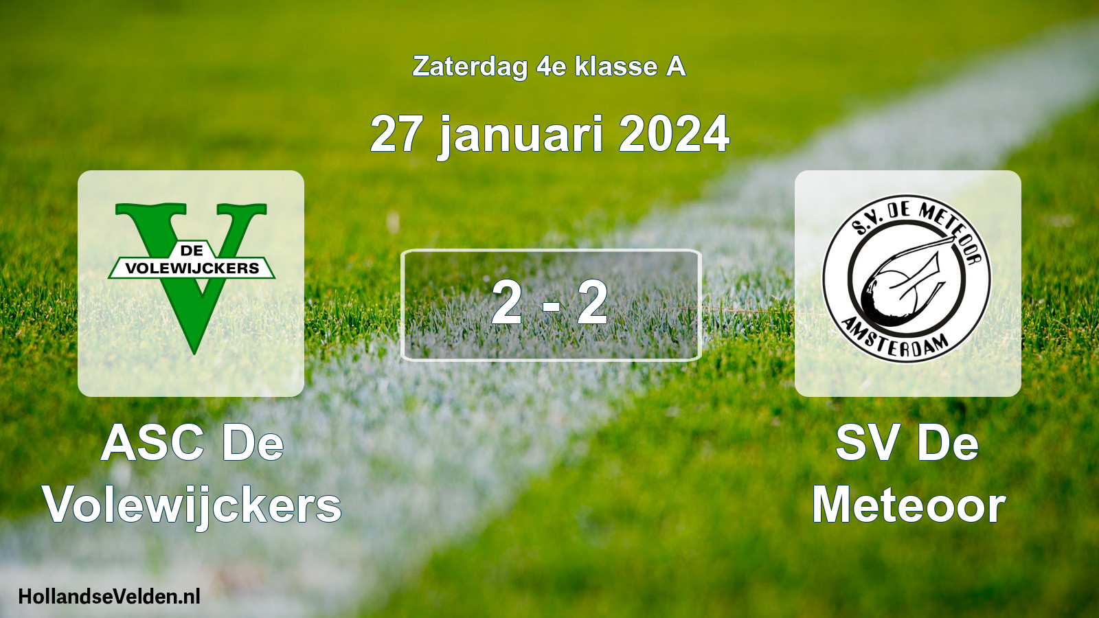 Total number of matches played: ASC De Volewijckers - SV De Meteoor 2 - 2 (27 January 2024)