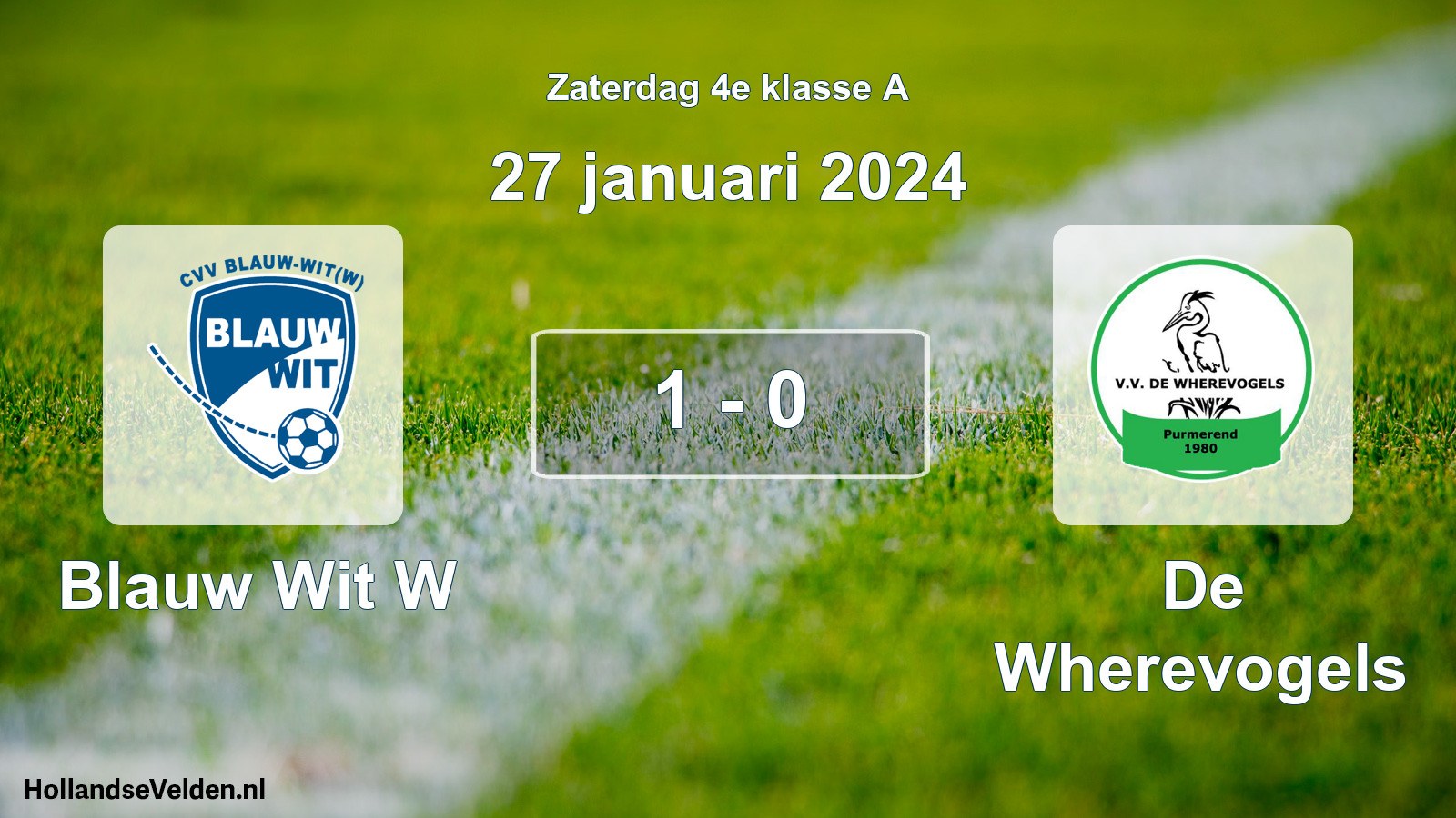 Total number of matches played: Blauw Wit W - De Wherevogels 1 - 0 (27 January 2024)