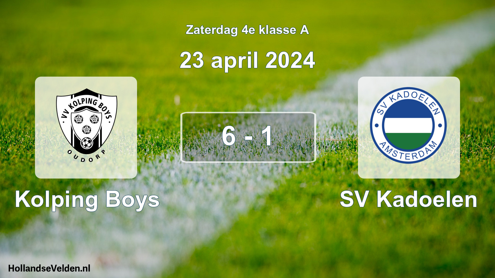 Total number of matches played: Kolping Boys - SV Kadoelen 6 - 1 (23 April 2024)