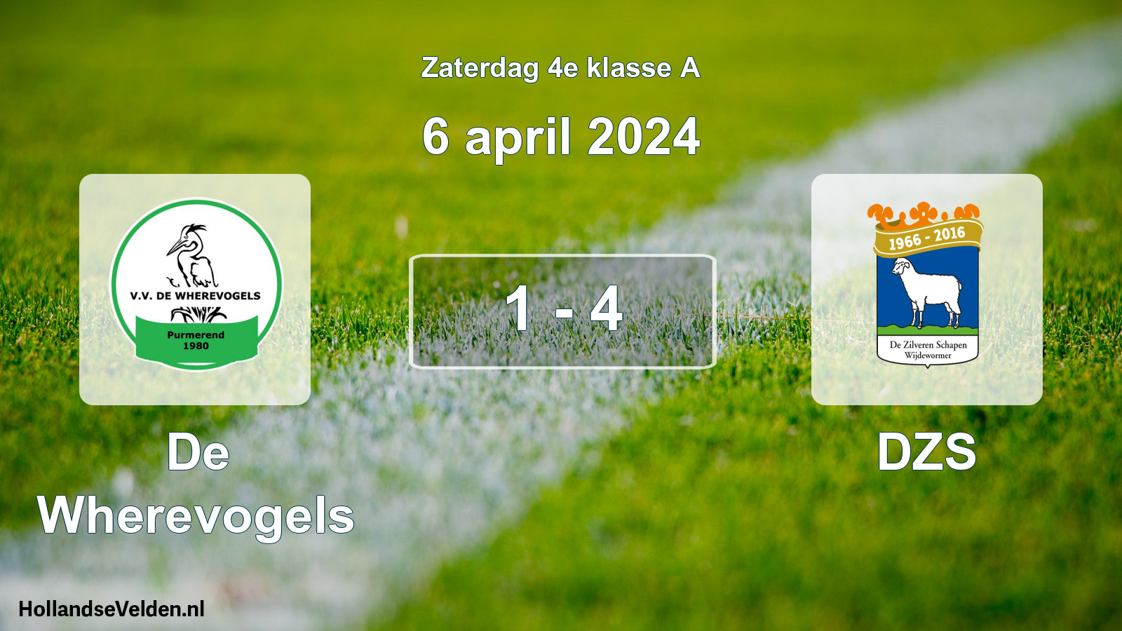 Total number of matches played: De Wherevogels - DZS 1 - 4 (6 April 2024)