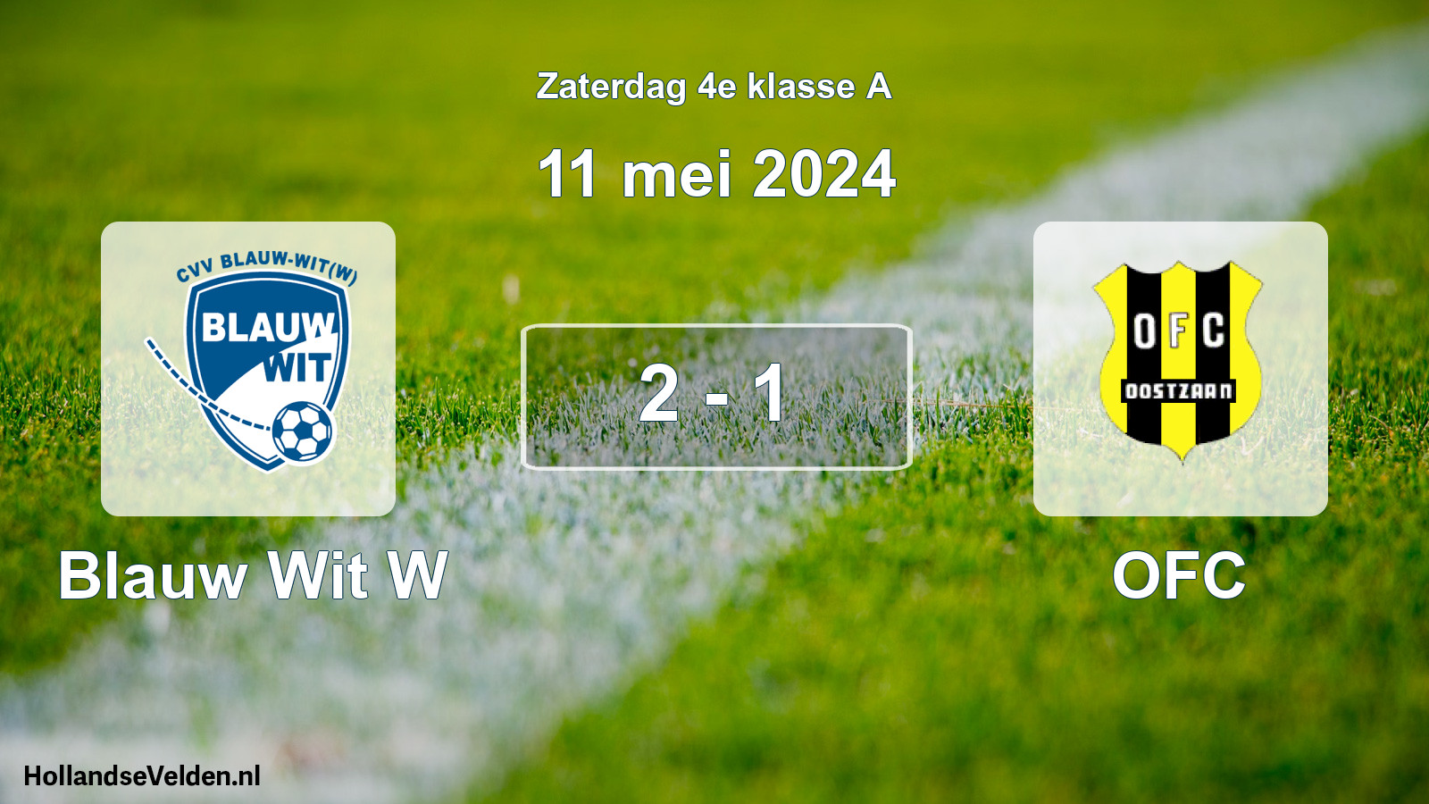 Total number of matches played: Blauw Wit W - OFC 2 - 1 (11 May 2024)