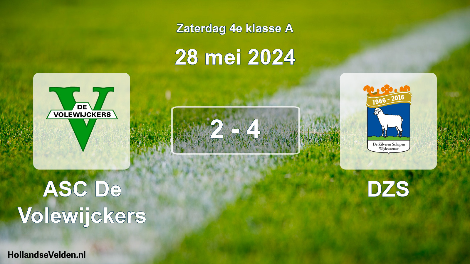 Total number of matches played: ASC De Volewijckers - DZS 2 - 4 (28 May 2024)