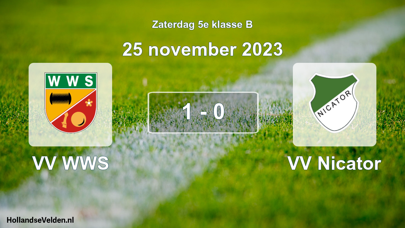 Total number of matches played: VV WWS - VV Nicator 1 - 0 (25 November 2023)