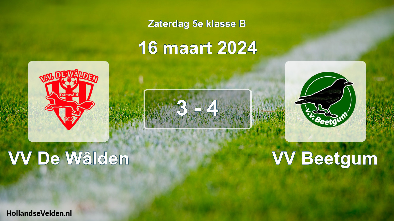Total number of matches played: VV De Wâlden - VV Beetgum 3 - 4 (16 March 2024)